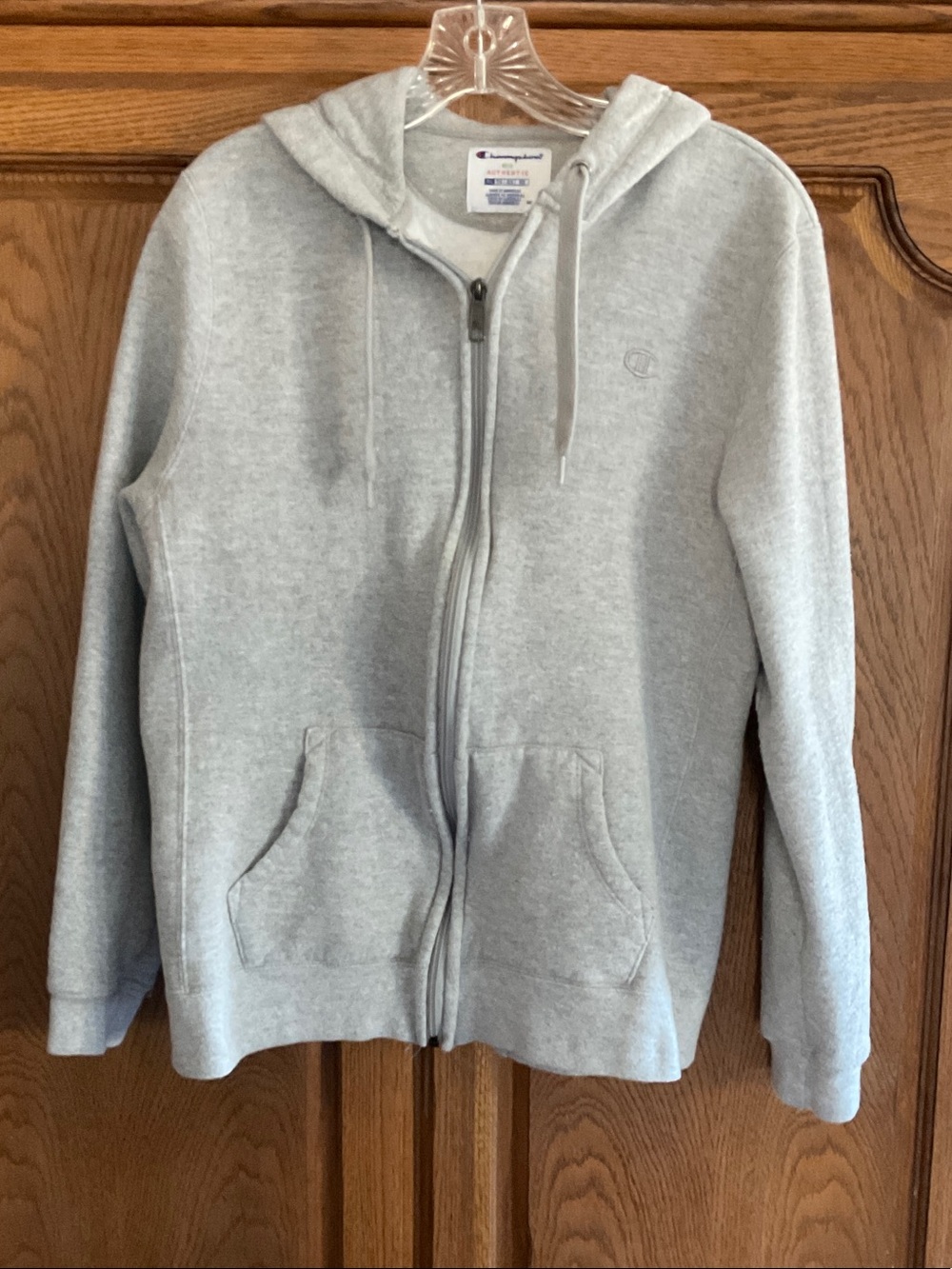 Champion Light Gray Full-Zip Hooded Sweatshirt for Kids